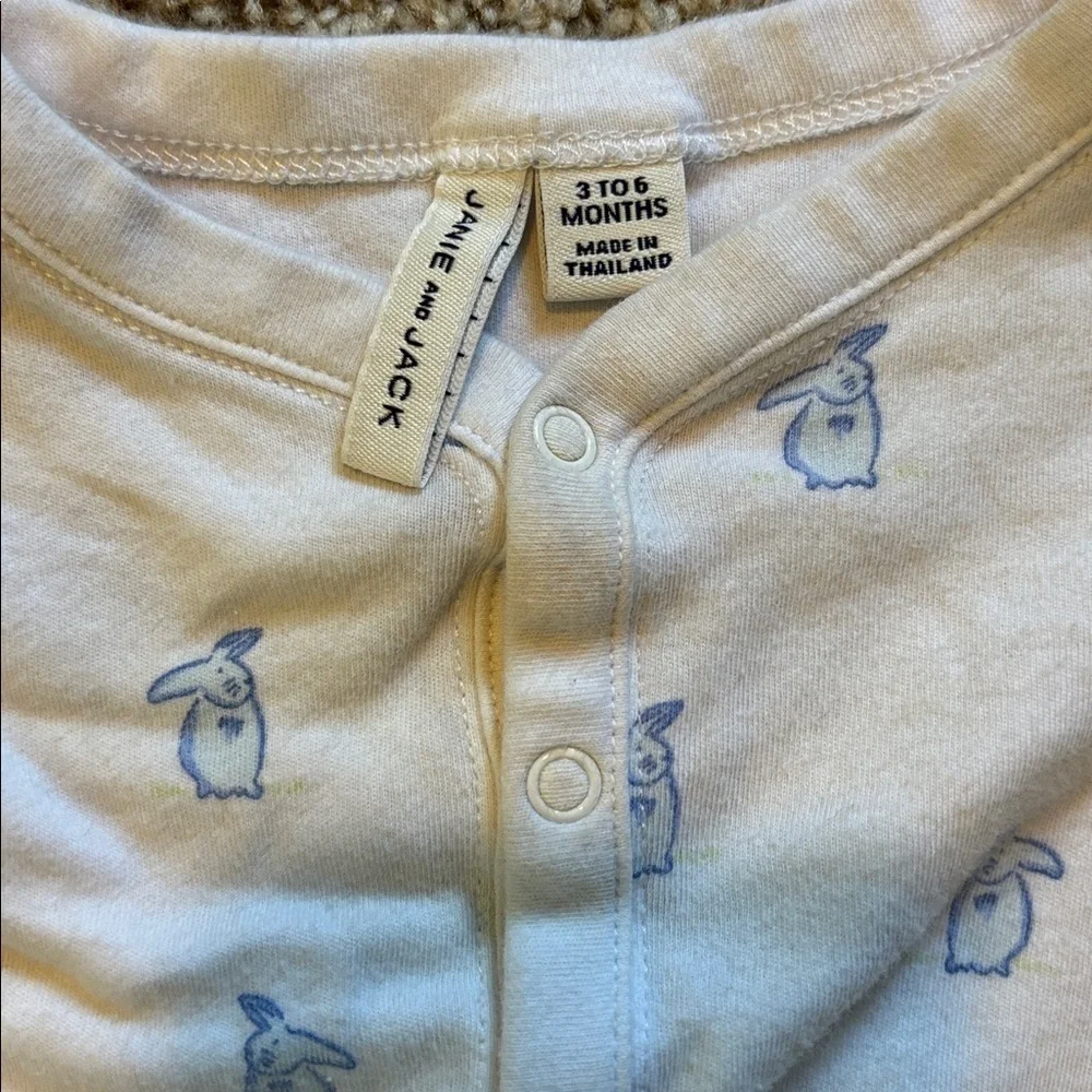 Janie and Jack One Piece Button Up Pajama Sleeper Size 3-6 Mo 100% Cotton